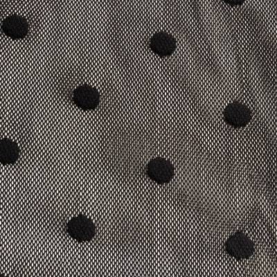 Stoff-Coupon / Spitzen-Tüll in Schwarz mit Polka Dots (Elastisch) – 2,50 m x 0,94 m
