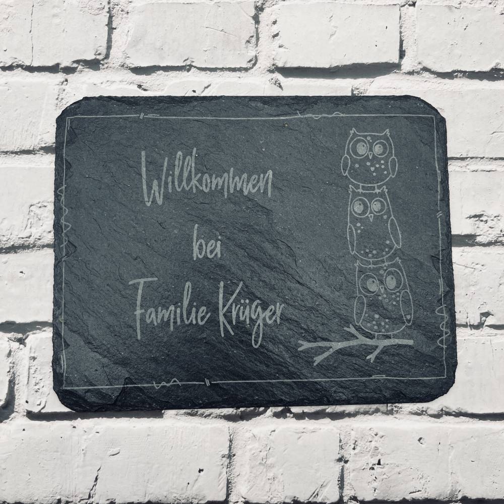 Elegantes Schiefer‑Türschild – personalisiertes Haustür‑ und Klingelschild mit individueller Gravur Bild 3