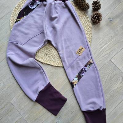 Mädchenhose Altrosa Kinder Pumphose mit Blumen 128/134 Organic dickerem Sweat Übergangshose