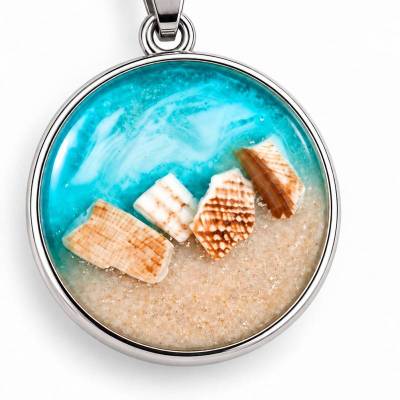 Epoxidharz Kette mit Muscheln in Türkis – Maritimer Schmuck & Geschenkidee für Frauen