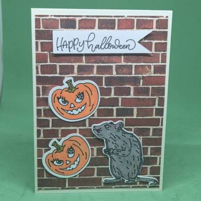 Halloween Grußkarte / süße Kürbiskarte / Rattenmotiv Halloween / Happy Halloween Karte / Halloweenkarte