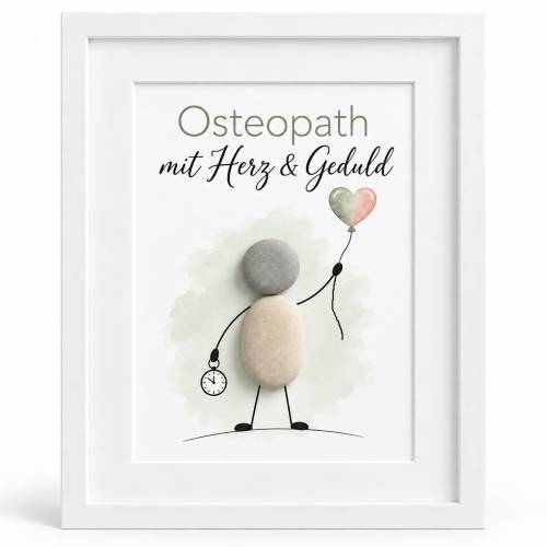 Steinbild · Osteopath mit Herz & Geduld · Geschenk zum Dankeschön