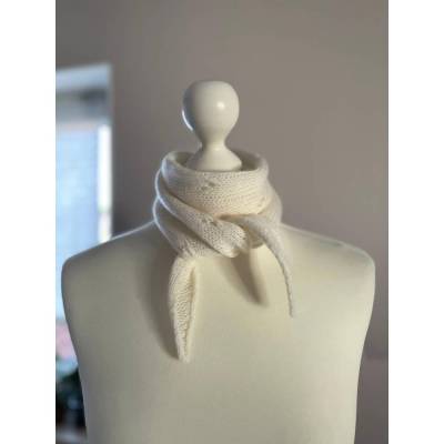 Sophie Schal-Stil 100% Premium Merinowolle Minischal Halstuch creme Handgestrickter