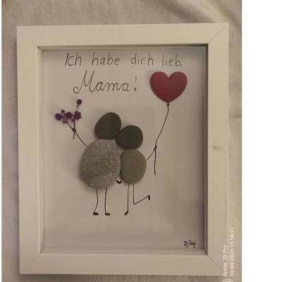 Steinbild im 3D-Bilderrahmen – handgefertigtes Unikat