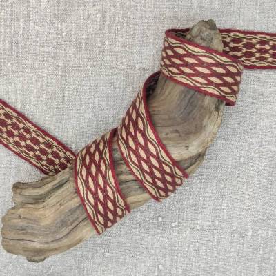 Borte, brettchengewebt, Leinen (Reststück: 88 cm)