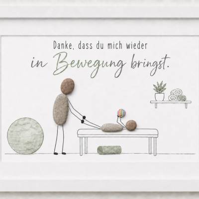Steinbild · Danke, dass du mich wieder in Bewegung bringst · Geschenk Physiotherapie