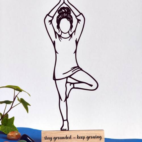 Personalisierte Yoga-Figur Der Baum | Line Art 3D-Druck mit Namen | Geschenk für Yoga-Fans
