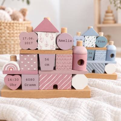 Personalisiertes Stapelspiel - Taufgeschenk mit Namen - Geschenk zur Geburt - Baby Spielzeug Personalisiert