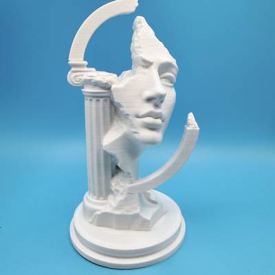 Gesichtsskulptur mit Säule – weiße Statue im Antik-Stil, abstrakte Deko aus PLA, 16 cm, 3D-Druck