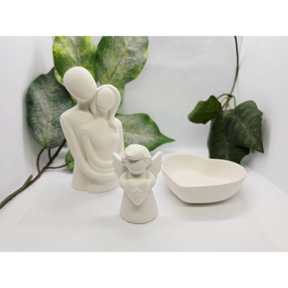 Deko-Set: Liebespaar, Engel und Herzschale Bild 1