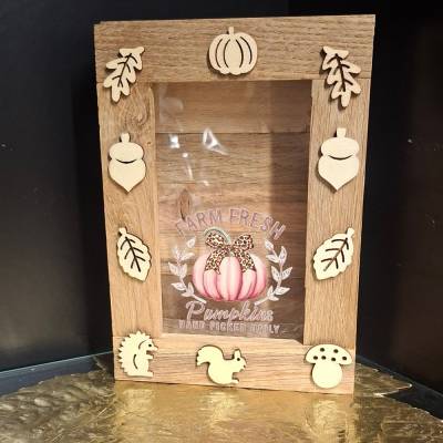 Deko - Holzbox für LED - Lichterketten - Farm Fresh Pumpkins -