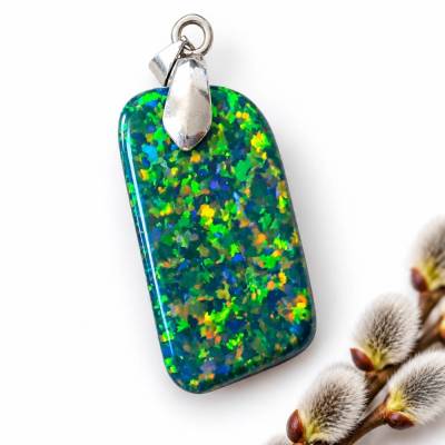 Gilson Opal Anhänger 6,51 g | 30 × 17 mm | Harzfreier Labor Opal