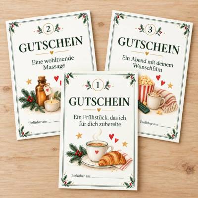 24 Mini-Gutscheine für Paare – Adventskalender als PDF zum Ausdrucken
