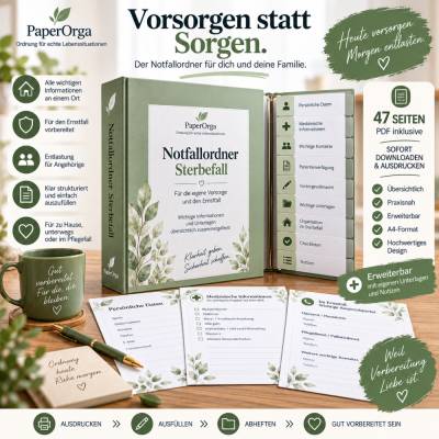 Notfallordner Sterbefall – Wichtige Unterlagen & Informationen für den Ernstfall