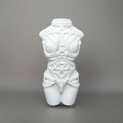 Frauen Torso Skulptur Weiß 18 cm – moderne abstrakte Deko Figur 3D Druck
