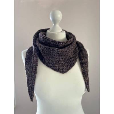 Stricktuch aus 100% Merino – Meliertes Braun – Handgestricktes Halstuch (Malabrigo) Rippenstruktur Einzelstück