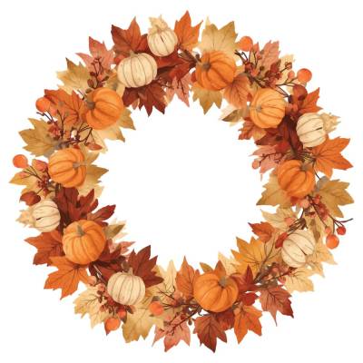 Herbstkranz PNG Set (6)| herbstliche Kränze mit Laub und Kürbissen | Thanksgiving PNG 