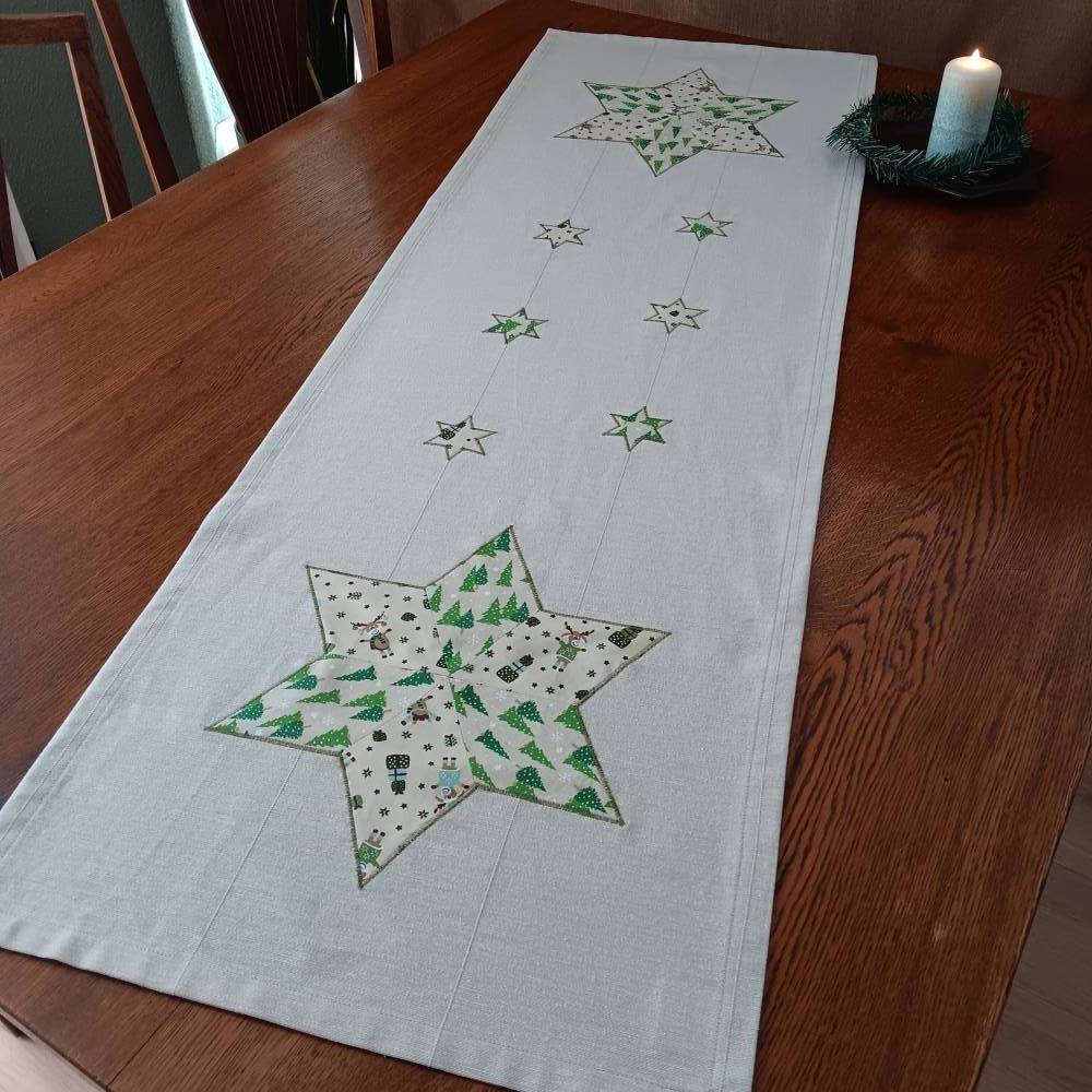 Weihnachtlicher Tischläufer in Beige-Grün