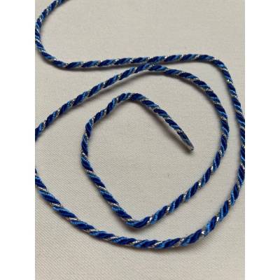 Zierkordel 3 mm Blau Silber Lurex Meterware Glanzkordel Kordel Nähzubehör Deko