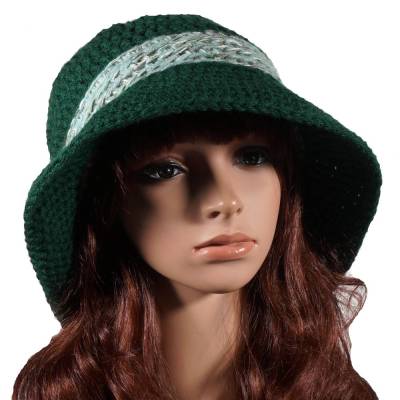 Damen Häkelhut Tannengrün Gr. L 58-59 cm KU | Handarbeit | Wollfrei