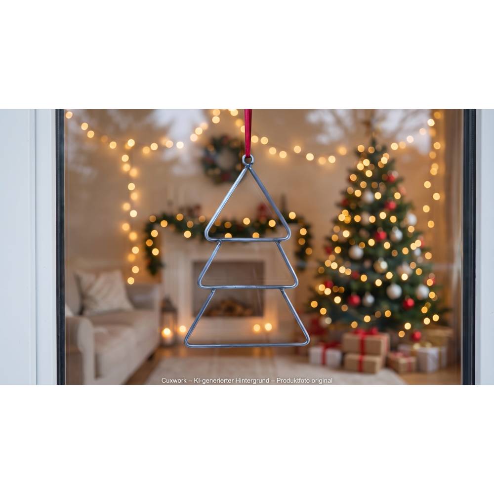 Weihnachtsbaum-Anhänger aus Edelstahl, 200x290mm – Handgefertigte Weihnachtsdeko zum Aufhängen