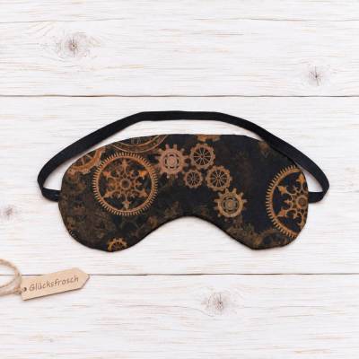 Steampunk Schlafmaske braun schwarz Zahnräder Schlafbrille Reise