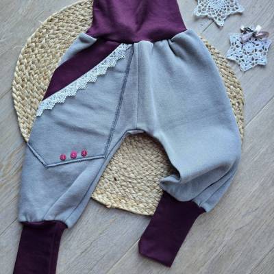 Kuschelige Kinder Pumphose aus angerautem Wintersweat Gr.98-104 warm, mitwachsend & bequem Mädchen