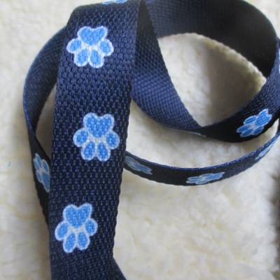 Webband Borte Bordüre HundepfotenTatzen  dunkelblaublau 16mm (1m/2,00 €)