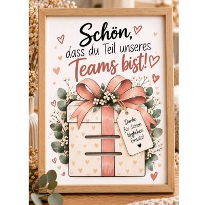 Teamgeschenk zum Ausdrucken – Dankeschön Mitarbeiter – Geldgeschenk & Gutschein – PDF DIN A4