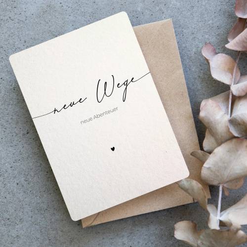 Abschiedskarte neue Wege auf Baumwollpapier, Postkarte für Jobwechsel, Umzug, Reise, Geschenk für Kollegen, Lehrer, A6