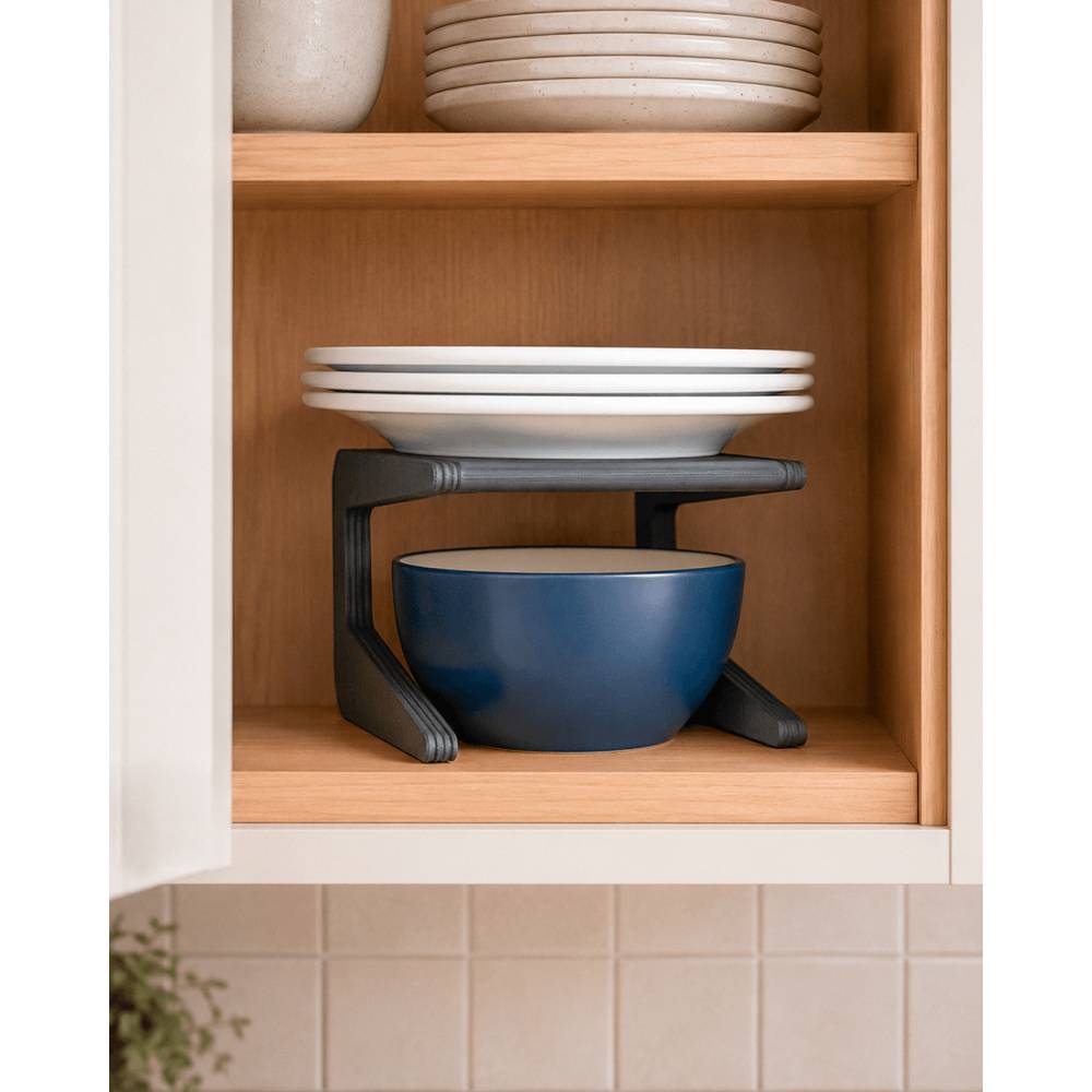 Schrank Organizer für Küche – Stapelbares Zusatzregal für Teller, Tassen & Gläser – 3D gedruckter Regal Einsatz