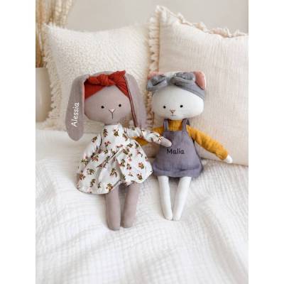 Kuscheltier personalisiert - Mädchen Kuscheltier - Taufgeschenk mit Namen - Geschenk Geburt Mädchen personalisiert