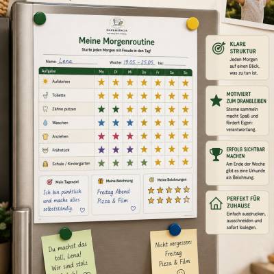 Morgenroutine für Kinder & Familie – Wochenplan mit Belohnung | Digitale PDF