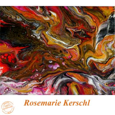 Acryl Pouring Unikat – Handgefertigtes Fluid Art Leinwandbild 24 x 30 cm mit Metallic-Effekt