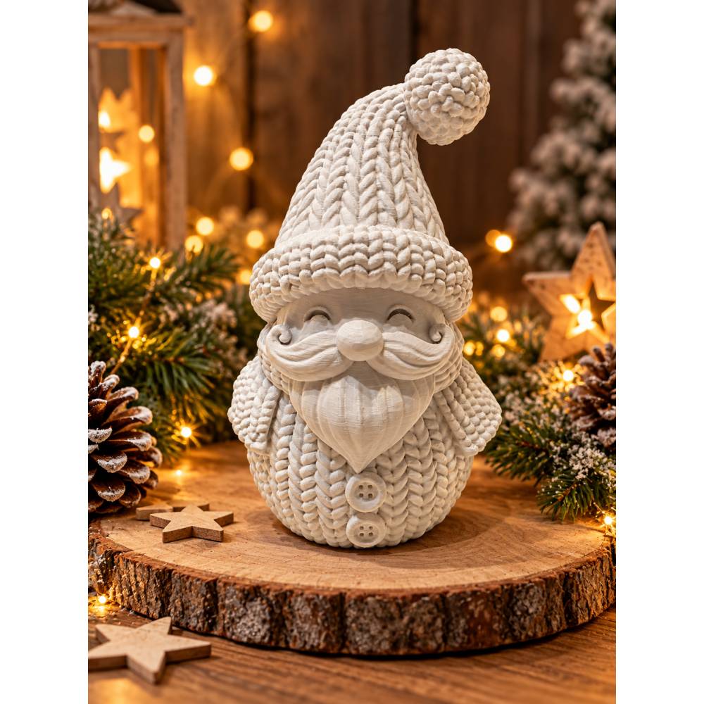 3D Weihnachtsmann – gestrickte Optik – Weihnachtsdeko – ca. 14 cm – handgefertigt im 3D-Druck Bild 1