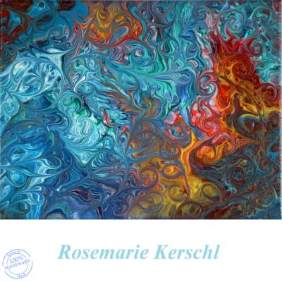 Kunst Acryl Pouring Unikat Dragon Leinwandbild 24 x 30 cm Metallic Effekt Malerei Dekoration