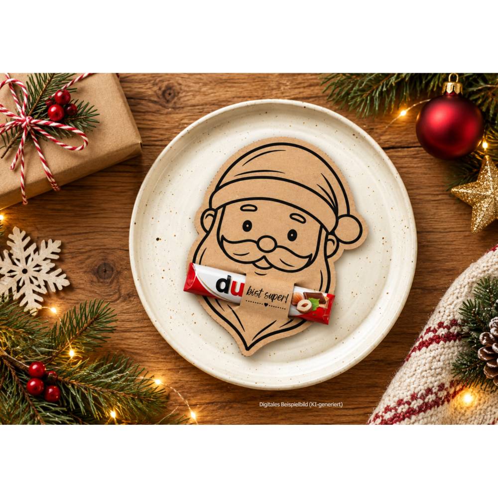 Schoko Weihnachts-Tischdeko | Nikolaus Druckvorlage PDF, Digitaler Download, Gastgeschenk Schokoriegel Duplo Bild 3