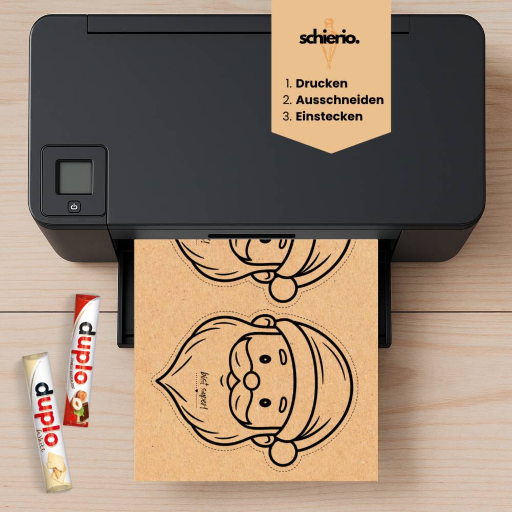 Schoko Weihnachts-Tischdeko | Nikolaus Druckvorlage PDF, Digitaler Download, Gastgeschenk Schokoriegel Duplo Bild 4
