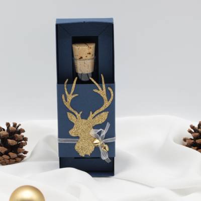 Geldgeschenk zu Weihnachten - handgemachte Geschenkverpackung mit Reagenzglas - Wunscherfüller mit Hirschmotiv