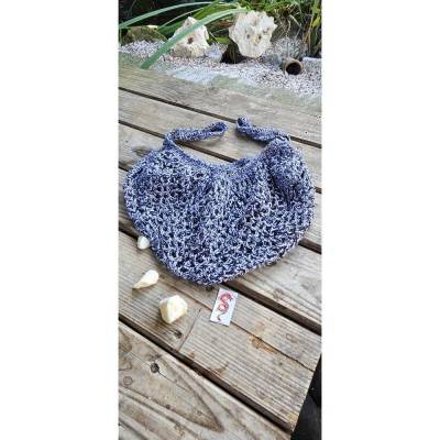Gehäkeltes Einkaufsnetz Boho Stil 50/50 Schwarz Weiß – Wiederverwendbare Netztasche – Crocheted Market Bag