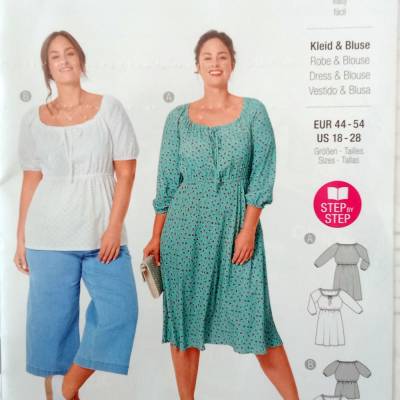 Burda 6016 Kleid Bluse Damen Gr. 44–54 Plus Size Schnittmuster leicht