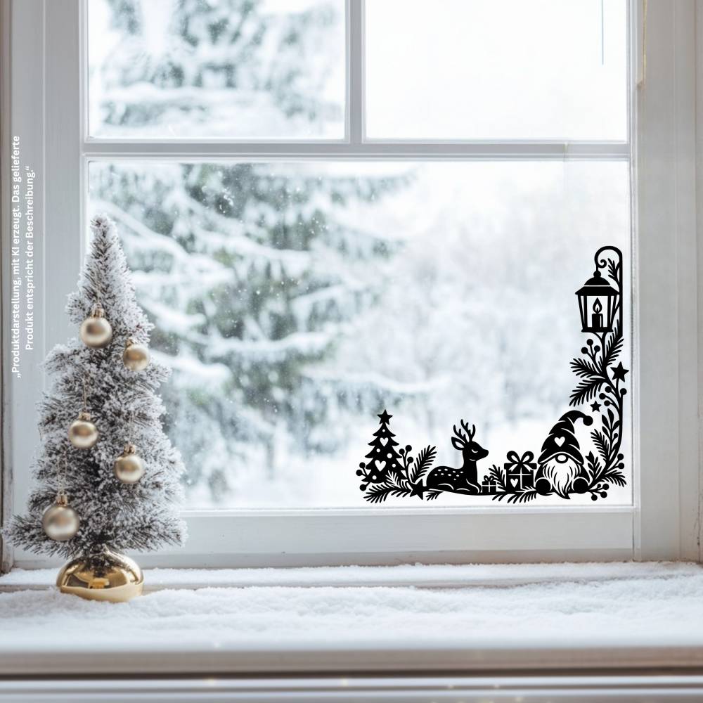 Fensterdeko Weihnachten Fensteraufkleber für Ecken, Weihnachtsdeko als 2er-Set für Fenster, Glastüren o. Terrassentüren