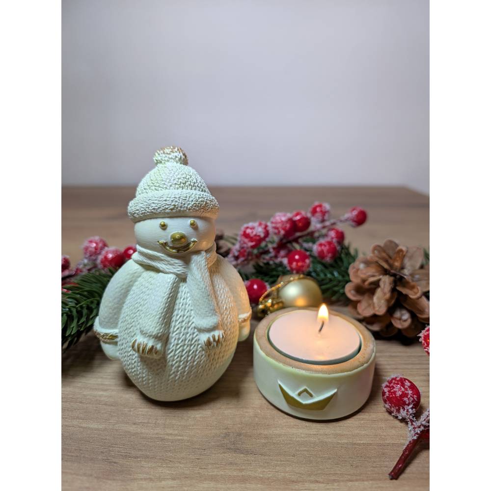 Raysin 200 Deko-Set Schneemann Teelichthalter handgefertigt Weihnachtsgeschenk