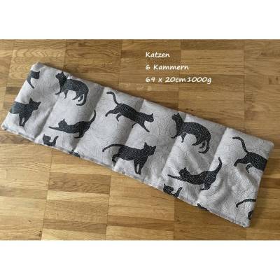 Wärmekissen Rapskissen Rapssamenkissen Katzen 6 Kammern 69 x 20cm 1000g NEU