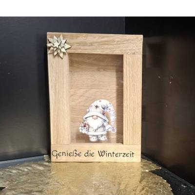 Deko - Holzbox für LED - Lichterketten - Genieße die Winterzeit -