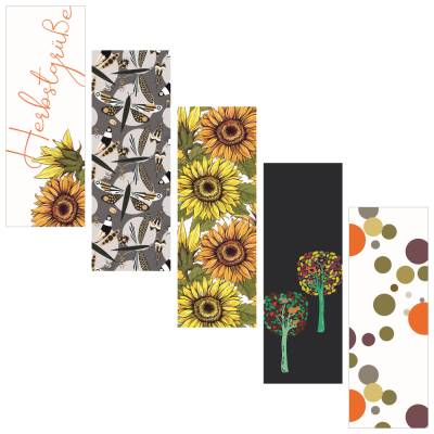 give away Lesezeichen Herbst, 25 Werbelesezeichen für Buchhandlungen mit bedruckter Rückseite