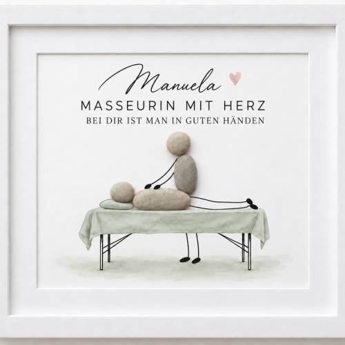 Steinbild · Masseurin mit Herz · Personalisierbares Geschenk zum Dankeschön
