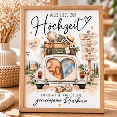 Geldgeschenk Hochzeit Reisekasse zum Ausdrucken – Hochzeitsgeschenk Geld – PDF DIN A4
