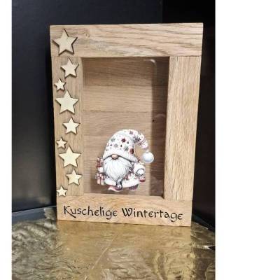 Deko - Holzbox für LED - Lichterketten - Kuschelige Wintertage -
