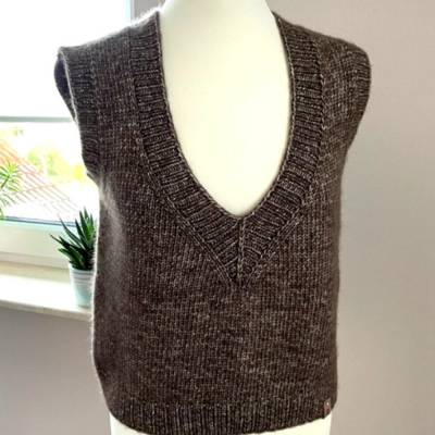 Damen Strickpullover Pullunder Pulli Weste Slipover Handarbeit braun Gr.M neu